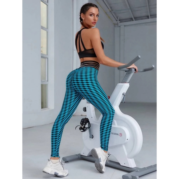 Honeycomb Textured Wideband Waist Sports Leggings - Picture 4 of 6